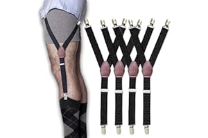 STAY GENT Shirt Stay for Men, Elastic Adjustable Men Shirt Garters with Anti-slip Locking Clamps Keep Shirt Tucked In