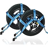 FSBCGT Set of 2 Tow Dolly Straps with Flat Hook, Blue Basket Strap | Fits Most 16-20" Tires Webbing Ratchet Straps 10000 lbs Breaking Strength