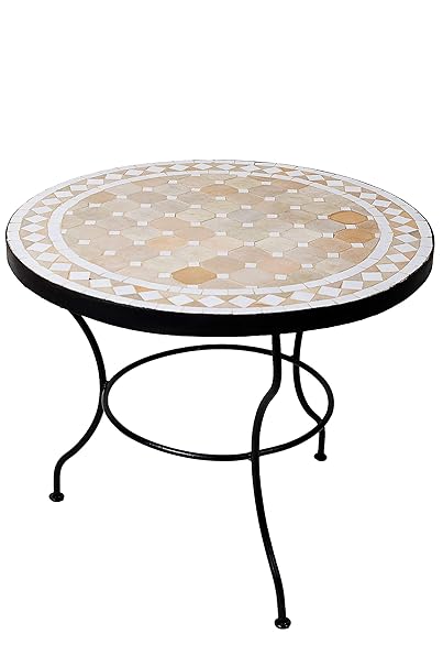 Original Marokkanischer Mosaiktisch Couchtisch ø 60cm Groß Rund