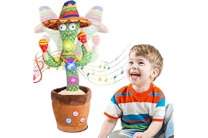 ETOVO Baby Toys Dancing Talking Cactus for Boys Girls,Dancing Singing Talking Recording Mimic Repeating What You Say Cactus Toy with 120 English Songs Electronic Light Up Plush Cactus Give for Kids Gifts