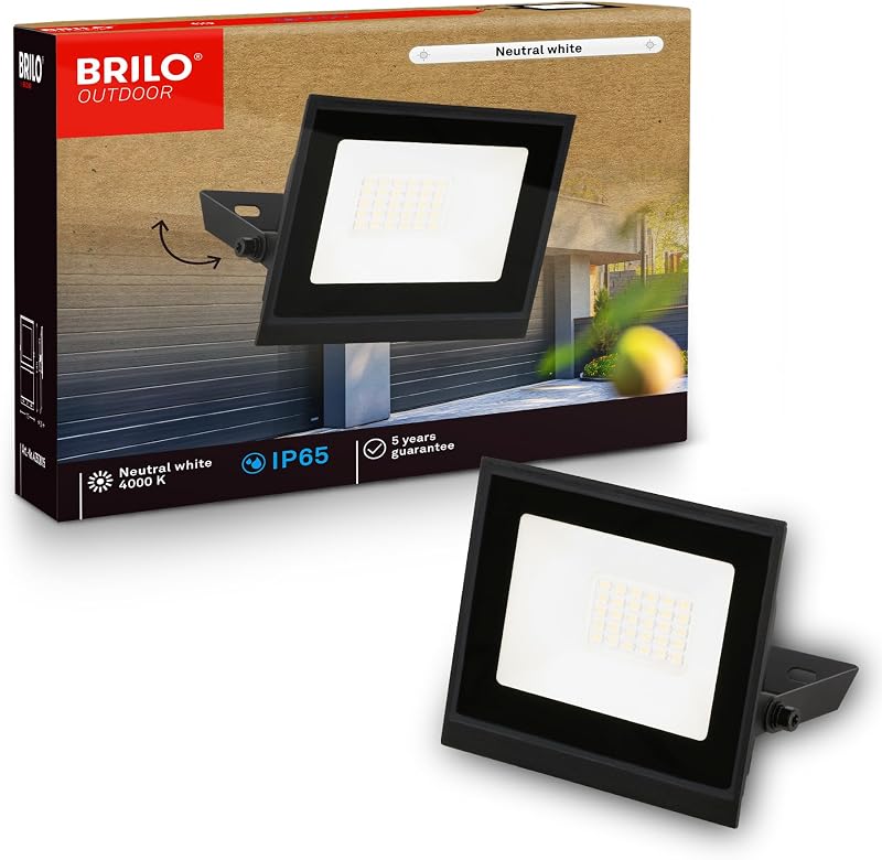 - Holofote LED exterior com luz branca neutra, 20W 1800 lm, ajustável, IP65 resistente ao pó e à água, foco LED exterior, para jardim e garagem, 11 x 14,5 x 3 cm, preto — foto 1 de 8