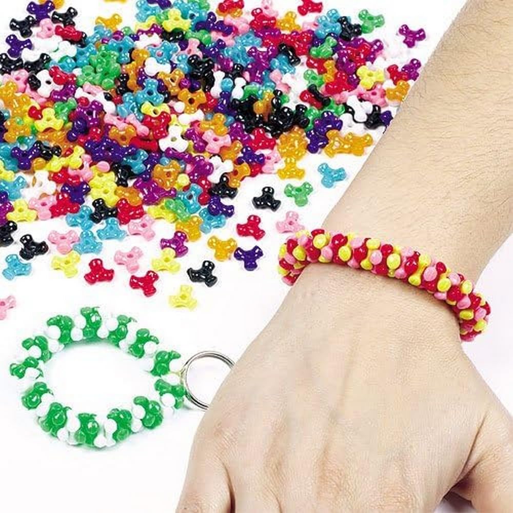 Baker Ross EK1288 Tri-Beads Plastic Beads Assorted Colours Jewellery Making Kid's Craft Activities Size 10mm Value Pack (Pack of 700)