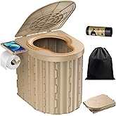 Portable Toilet, Upgraded 15'' toilet With Removable Paper Holder, Camping Toilet With A Load Capacity Of 450 Lbs, Portable Potty for Camping, Hiking, Road Trip, Car, RV, Tent, Beach, Truck Drivers