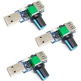 ABSOK 3 Pcs USB Fan Speed Controller, DC 5V Stepless Mini USB Fan Governor DC 4 - 12V to 2.5 - 8V 5W Regulator Speed Control Knob with Switch
