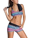 Shining Rainbow Women Tankini With Boy Shorts Sports Bra Two Piece Swimsuits