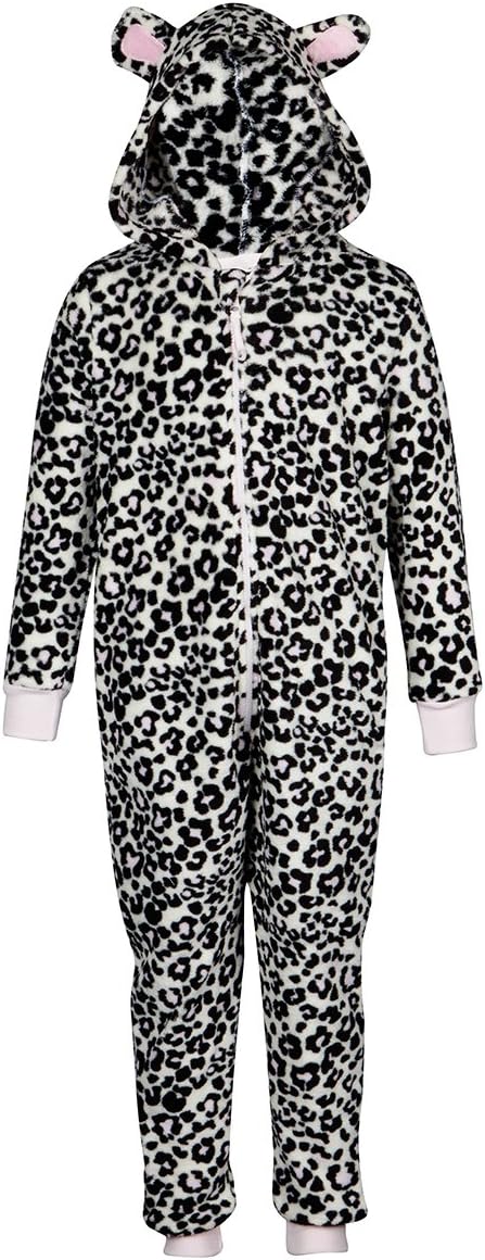 Infant Girls Leopard and Zebra Print Hooded All in One Jumpsuit
