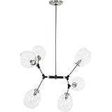 GEORGE KOVACS P1366-619 Nexpo 6 Light Pendant, 360 Watt Incandescent, Brushed Nickel w/Black Accents