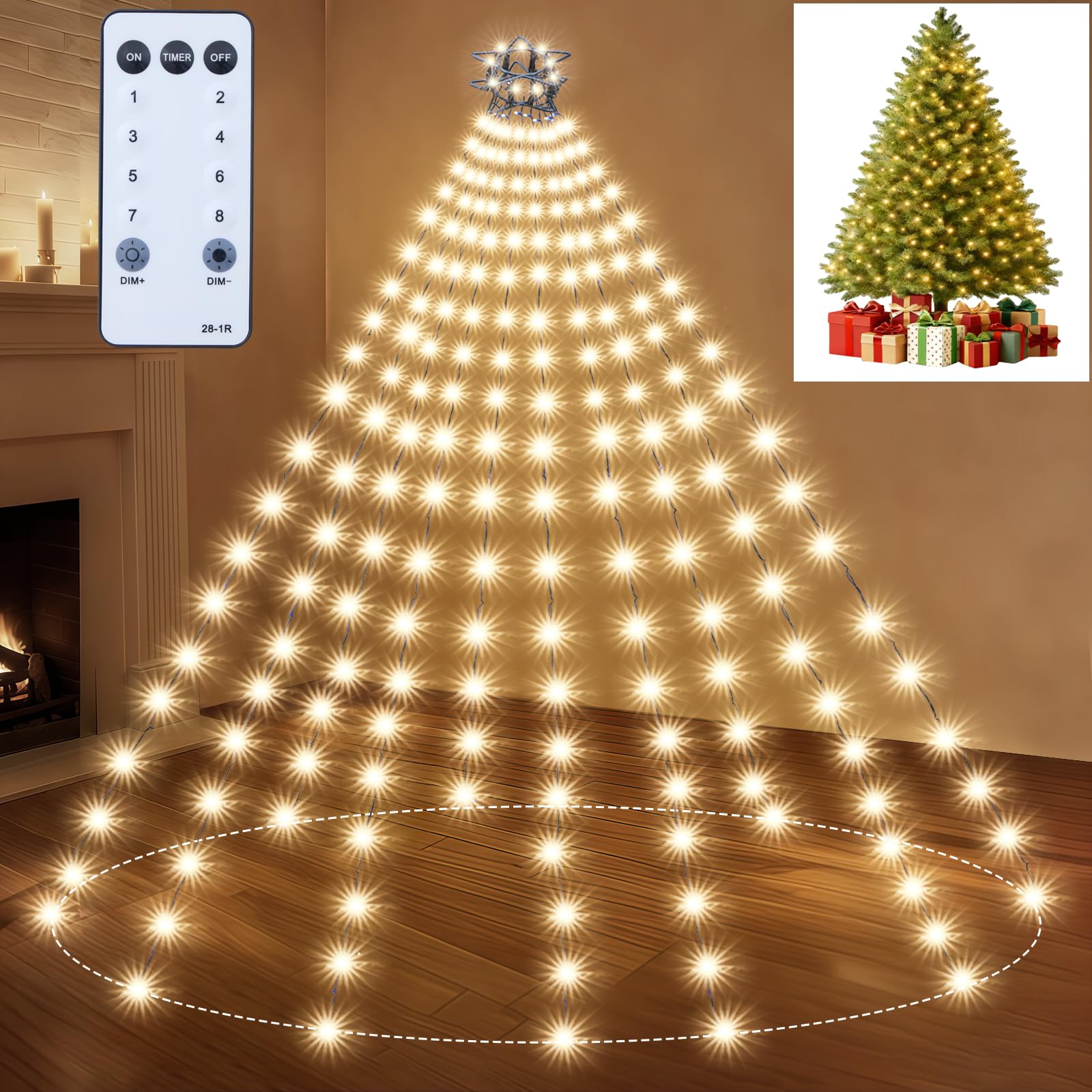 Photo 1 of *UNTESTED*
Christmas Tree Lights Christmas Lights Outdoor Indoor WarmWhite 280Led 10 Lines with 8 Light Modes, Timer and Remote Control, Fairy String Lights for Wedding Home Party 4Ft-7Ft Xmas Tree Decorations