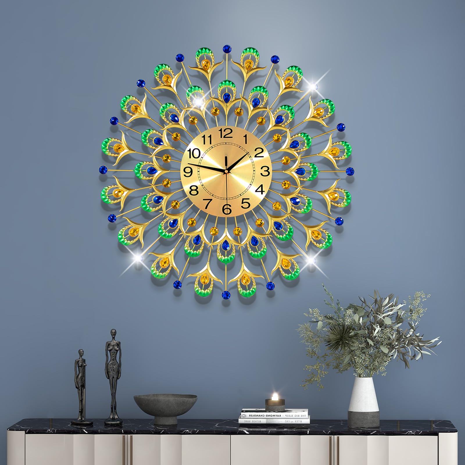 Photo 1 of FLEBLE Wall Clocks for Living Room Decor Large Wall Clock Battery Operated 24" Silent Non-Ticking for Kitchen,Home,Office,Bedroom,Office Indoor Crystal Round Wall Decoration