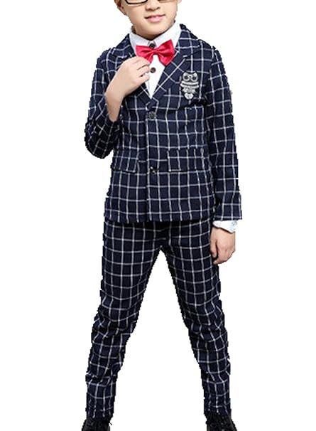 Amazon Mchild オシャレ子供スーツ キッズタキシード チェック柄 Amazon Mchild オシャレ子供スーツ キッズタキシード チェック柄