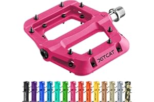 JETCAT Mountain Bike Pedals Flat - MTB Pedals Flat, Bicycle Pedals for BMX/MTN/Road/Gravel/EBike, BMX Pedals, Platform Pedals, Adults & Kids Bike Replacement Upgrades Parts 9/16