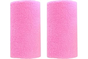 BBOLIVE 4' Inch Wrist Sweatband in 32 Different Neon Colors - Athletic Cotton Terry Cloth - Great for All Outdoor Activity(1 Pair)