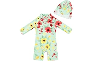 upandfast Baby Boy Girl Swimsuit Sunsuits UPF 50+ Sun Protection Infant One Piece Swimwear Toddler Bathing Suit with Sun Hat