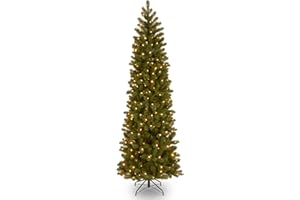 National Tree Company Pre-Lit 'Feel Real' Artificial Slim Downswept Christmas Tree, Green, Douglas Fir, Dual Color LED Lights, Includes PowerConnect and Stand, 6.5 feet