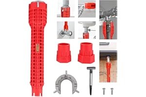 TIANMENSHAN 8 in 1 Faucet Wrench Tool, Water Pipe Wrench with Comfortable Grip, Tap Spanner for Tight Space, Multi-Functional Tap Spanner Set for Sink, Bathroom and Kitchen Plumbing Repair