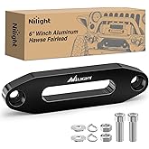 Nilight Winch Fairlead Aluminum Hawse Fairlead 6 Inch (152 mm) Hole Spacing with Mounting Hardware Winch Hawse Fairlead for Synthetic Rope 3500-6500 LBS Trailer Truck Winch Accessory Anodized Black