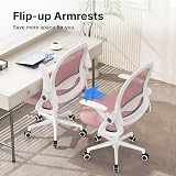 nasPaluro Pink Ergonomic Office Chair Mesh Back Flip Armrests Lumbar Support view 4