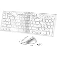 Wireless Keyboard Mouse Combo, USB Type C Rechargeable Slim Silent Compact Full-Size Keyboard with Number Pad and Cover for Windows, macOS, PC/Computer/Laptop - Silver