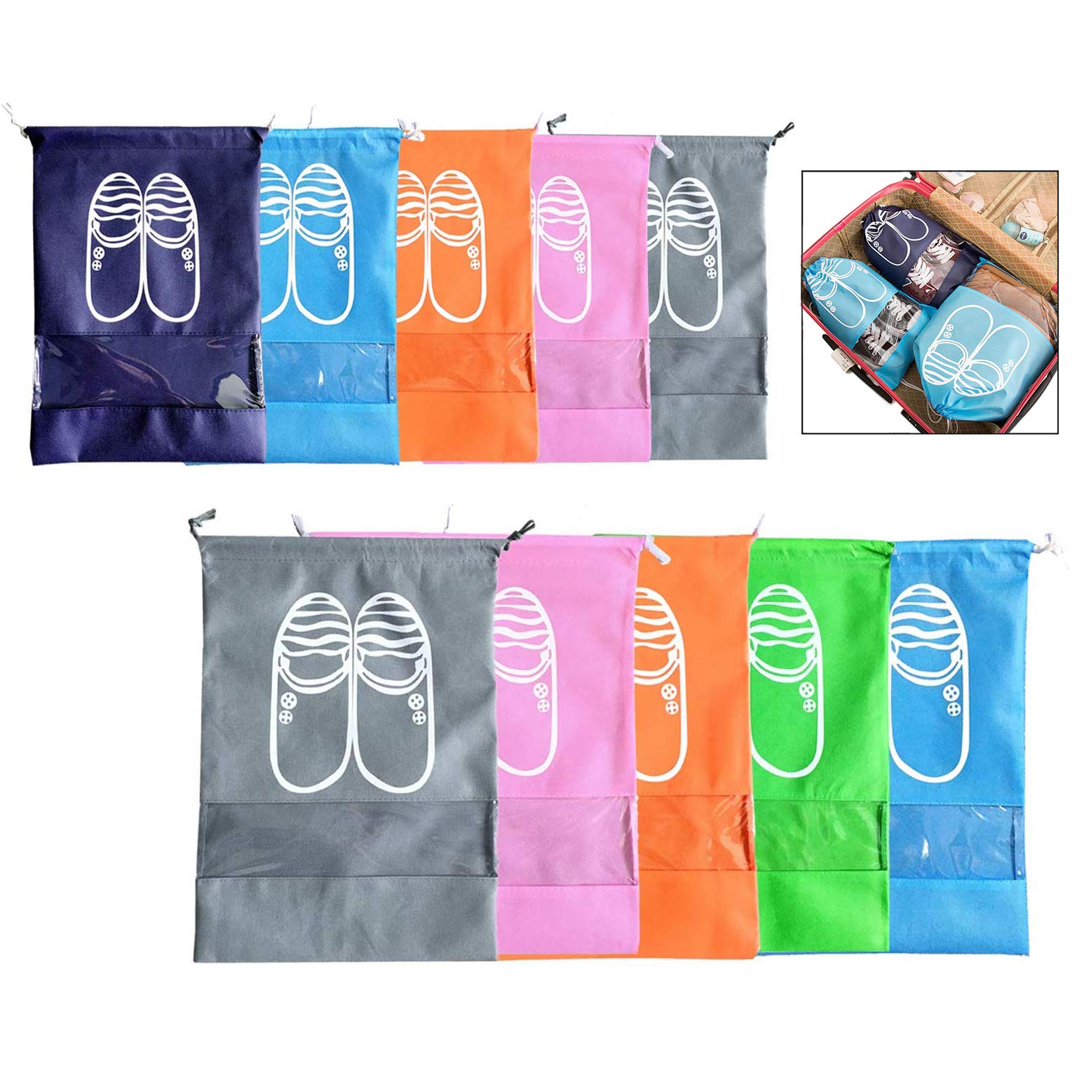 Binnan 10 Pcs Travel Shoe Bags,Waterproof Dustproof Shoe Bags for Boots, High Heel, Shoes