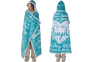 Bombline Mother's Day Daughter Gifts from Mom,Christmas Birthday Daughter Gift Sherpa Wearable Blanket Hoodie,70.8" X 47.3"