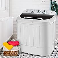 SUPER DEAL Portable Compact Mini Twin Tub Washing Machine w/Wash and Spin Cycle, Built-in Gravity Drain, 13lbs Capacity For Camping, Apartments, Dorms, College Rooms, RV’s, Delicates and more