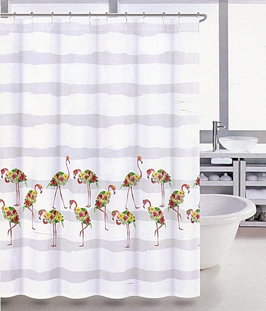 Amazon Com Coastal Collection Tropical Flamingo Fabric Shower