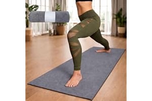 Microfiber Hot Yoga Towel - Mat-Sized, Super Absorbent, Anti-Slip, 24" x 72" - for Exercise, Fitness, Pilates Gear, Grey