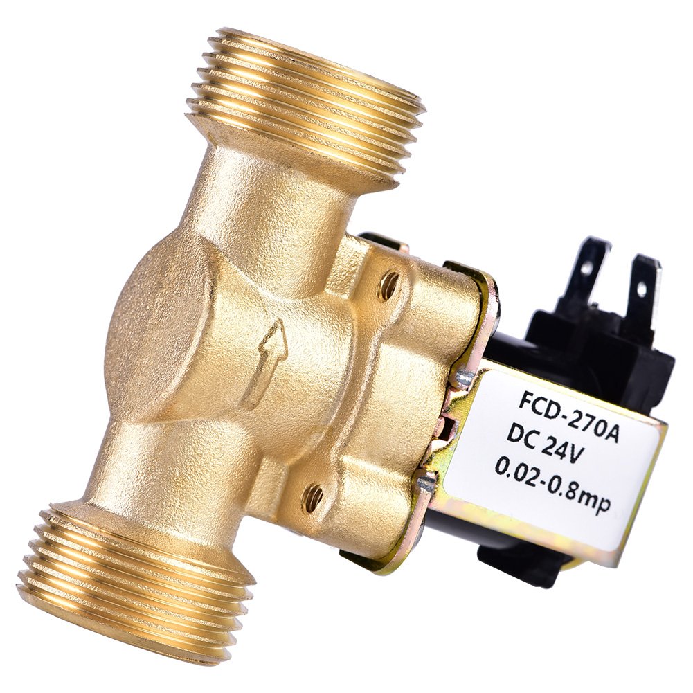 SoarUp Electric Solenoid Valve Water, 3/4" DC 24V Normally Closed Brass Electric Solenoid Magnetic Valve for Water Control