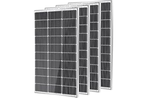 TF TRAVER FORCE Traver Force Solar Panel 100 Watt 10BB Monocrystalline 12V Solar Panels for Home High Efficiency Solar Module Power Charger for RV Camping Cabin Marine Boat Motorhome Off-Grid Black 4-Pack 100W