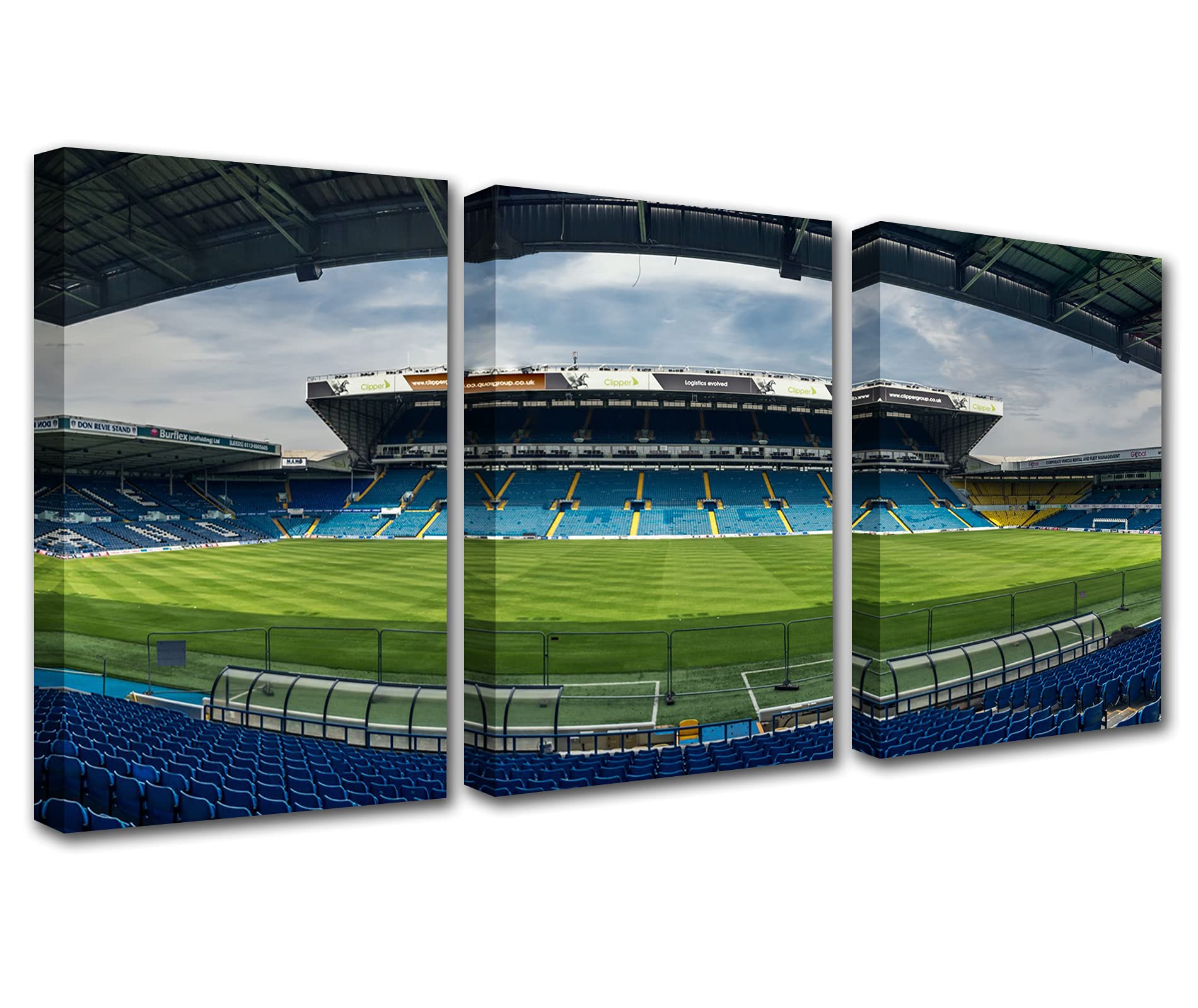 The Famous Stadium, （Elland Road football field） Painting Murals 3 Pieces of Canvas art Murals Contemporary Artist home Decoration Room Murals, Kitchen, wall Decoration, wall art, Framed 42×20 inch