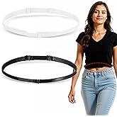 Tyqour 2PCS Women Sweater Tuck Band Shirt Tuck Band Women Adjustable Tucky Belt for T-Shirts Transform Your Wardrobe with Ease (Black+White)
