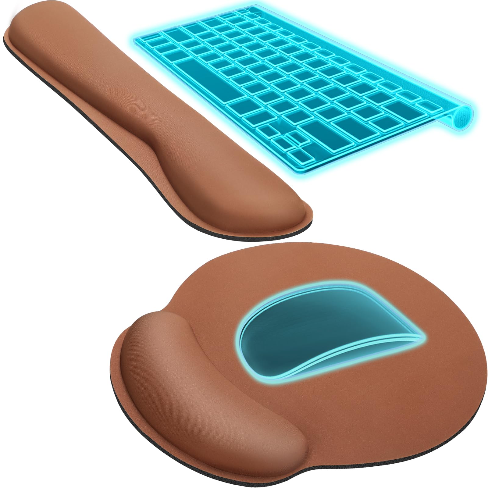Photo 1 of KTRIO Ergonomic Keyboard Wrist Rest, Memory Foam Mouse Pad with Wrist Rest for Computer Keyboard, Mouse Pad Set for Easy Typing & Pain Relief for Office & Home, Coffee Brown