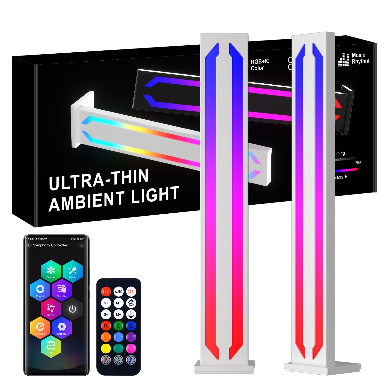 MIWATT Smart LED RGB Ultra Slim Ambient Light, Metal Aluminium Housing with App Control and Music Sync Rhythm Mode, Warm Mood Lighting for Desktop Gaming, PC, TV, Room Decoration
