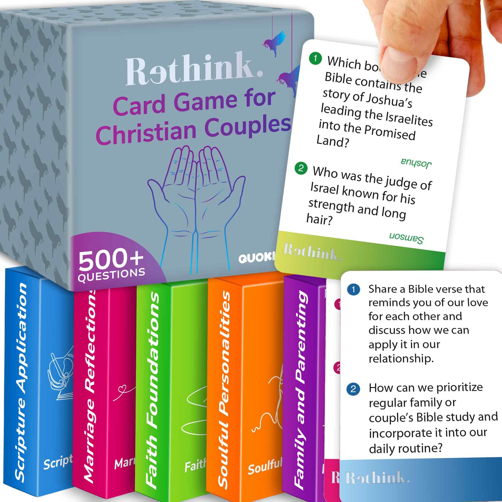 QUOKKA Rethink! Premium Conversation Cards for Christians Couples Game - Know Me Better Questions for Christians Couples -250 Conversation Cards - Wedding Gift | Relationship Connection