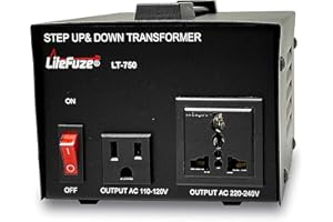 LiteFuze 750 Watt Voltage Converter Transformer Step Up/Down - 110v to 220v / 220v to 110v Power Converter - Fully Grounded Cord - Universal Socket, CE Certified [5-Years Warranty] (LT-750)