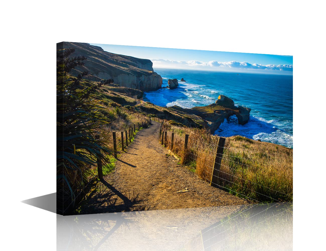 Canvas Wall Art Tunnel Beach New Zealand Ocean Landscape Framed Artwork Canvas Print for Living Room Bedroom Home Decorations Wall Decor 12x18inch — image 1