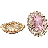Rytenz 2 Pcs Rhinestone Buttons, Crystal Embellishments Buttons for Clothing Jewelry Making DIY Decoration Bottons for Sewing Crafts Wedding Bridal (Pink)