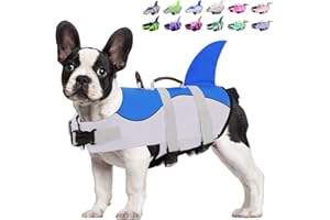 KOESON Dog Life Jacket Shark, Dog Life Vest with Rescue Handle, Ripstop Pet Float Coat for Swimming, Safety Dog Lifesaver Pet Life Preserver High Buoyancy Swimsuit for Small,Medium,Large Dogs Blue M