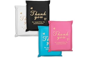 Jowlroel Thank You Poly Mailer 6x9 Inch 100 Pcs, Waterproof and Tear-Resistant Shipping Bags for Clothing, Strong Mailing Bags with Self-Seal, Cute Packaging Bags for Small Business - Mixed Color