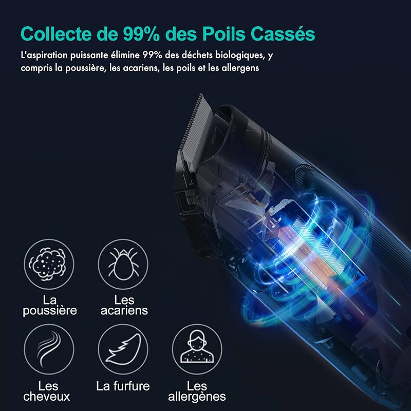 P1 Pro Brosse Chat, Brosse Chien, Tondeuse professionnelle pour chats et chiens, Aspirateur de poils 13000 Pa, Silencieuse 52 dB, 5 Outils de toilettage pour poils courts, longs et épais