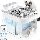 HAPAW 2026 Latest Cat Water Fountain, No Filter Cotton, App Monitoring Wastewater Separation Wireless Pet Fountain, 5000mAh Battery & Plug-in, 3L/101oz Water Dispenser for Cats Indoor, 2.4G Wi-Fi
