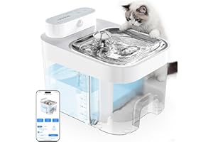 HAPAW Cat Water Fountain, No Filter Cotton, App Monitoring Wastewater Separation Pet Water Fountain, 5000mAh Battery & Plug-in, 3L/101oz Wireless Automatic Water Dispenser for Cats Indoor, 2.4G Wi-Fi