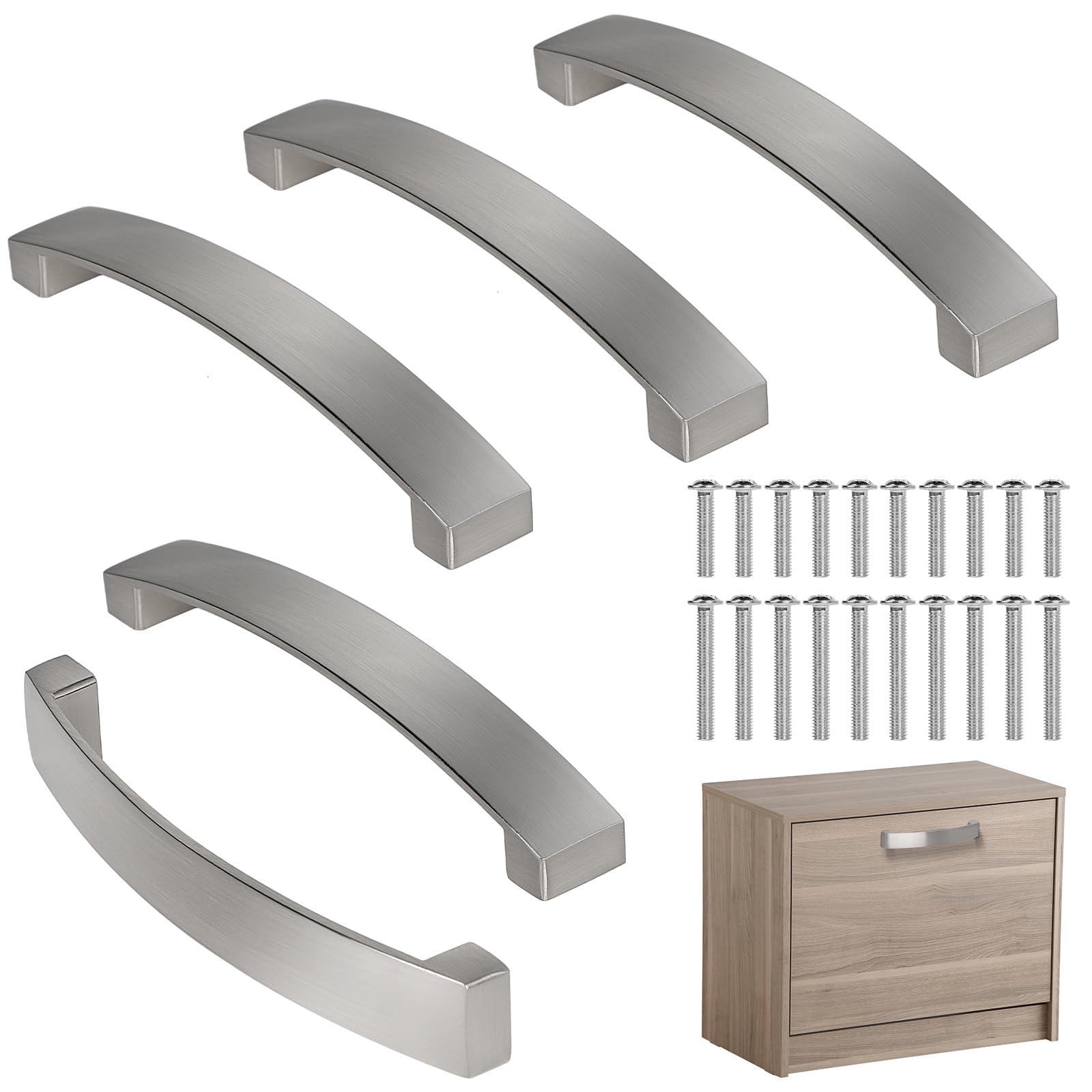 DBREAKS Pack of 5 Furniture Handles, 128 mm Hole Spacing Bar Handle, Drawer Handles with Screws, Kitchen Handles, Cabinet Handles, Bow Handles, Dresser Handle, Door Handles for Kitchen Cabinets