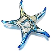 QFkris 7.5" Glass Starfish Figurine Collectibles Hand Blown Art Glass Sea Animals Marine Life Sculpture Home Decor Murano Valentines Day Gift for Women