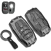QBUC for Honda Key Fob Cover with Keychain - Heavy Zinc Alloy Shell & Silicone Case for Double Protection - Compatible with 2022-2026 Honda Accord Civic HR-V CR-V Pilot (Black)