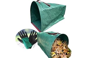 XSXYLERSEN 2-Pack Leaf Dustpan, Leaf Bags Reusable,Large Dustpan for Leaves, Garden Waste Container for Clean Up Outdoor Debris Leaves Grass Clippings, Yard Waste Bags with Gloves 71G(41.33 x 22.04 x 16.92 in)
