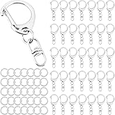 DC,CLISENCE 35 Set Lobster Claw Clasps for Keychains, Lobster Claw Keychain, Swivel Clasps Lanyard Snap Hook, Key Chain Making Kit for Crafts DIY Making (Silver)