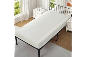 VACVELT Cot Fitted Sheet, 31 x 75 Inch White Cot Sheets, Ultra Soft and Breathable Satin Bed Cover Snug Fit for Narrow Twin/R