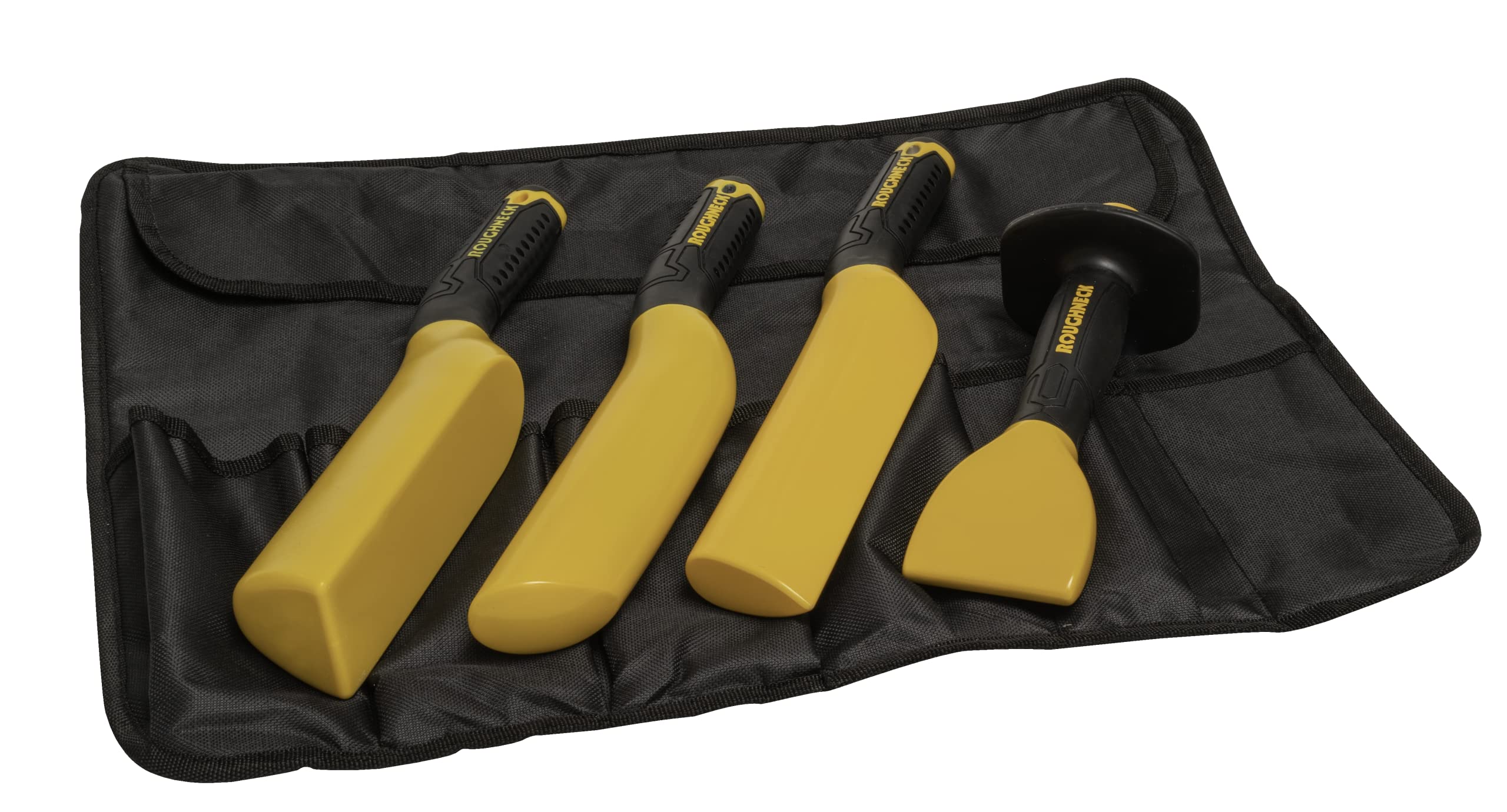 Roughneck Pro Lead Dressing Set – Roofing Tool Kit with Dresser, Bossing Stick, Setting-in Stick & Chasing Wedge in Fabric Roll for Shaping & Forming Lead, Copper, Zinc & Aluminium Roofing