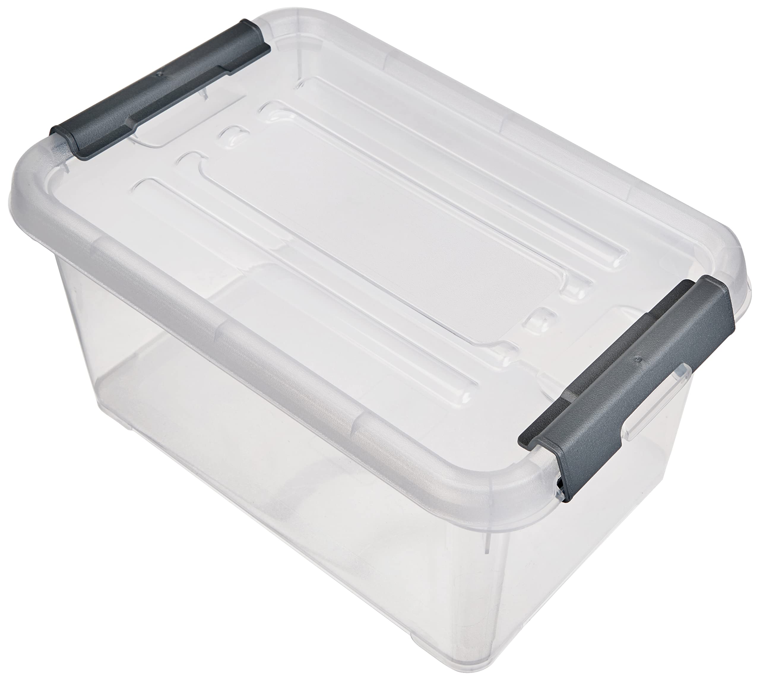 Curver Handy Plus storage box with lid 6L in Transparent/Silver, 24 x 16 x 14 cm